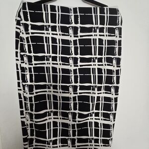 Brat Star Black and White Grid Pencil Skirt